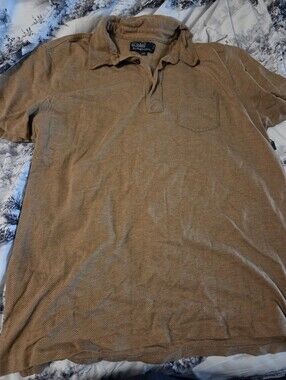 Chaps Men’s Tan/Brown Short-Sleeve Polo Size XL